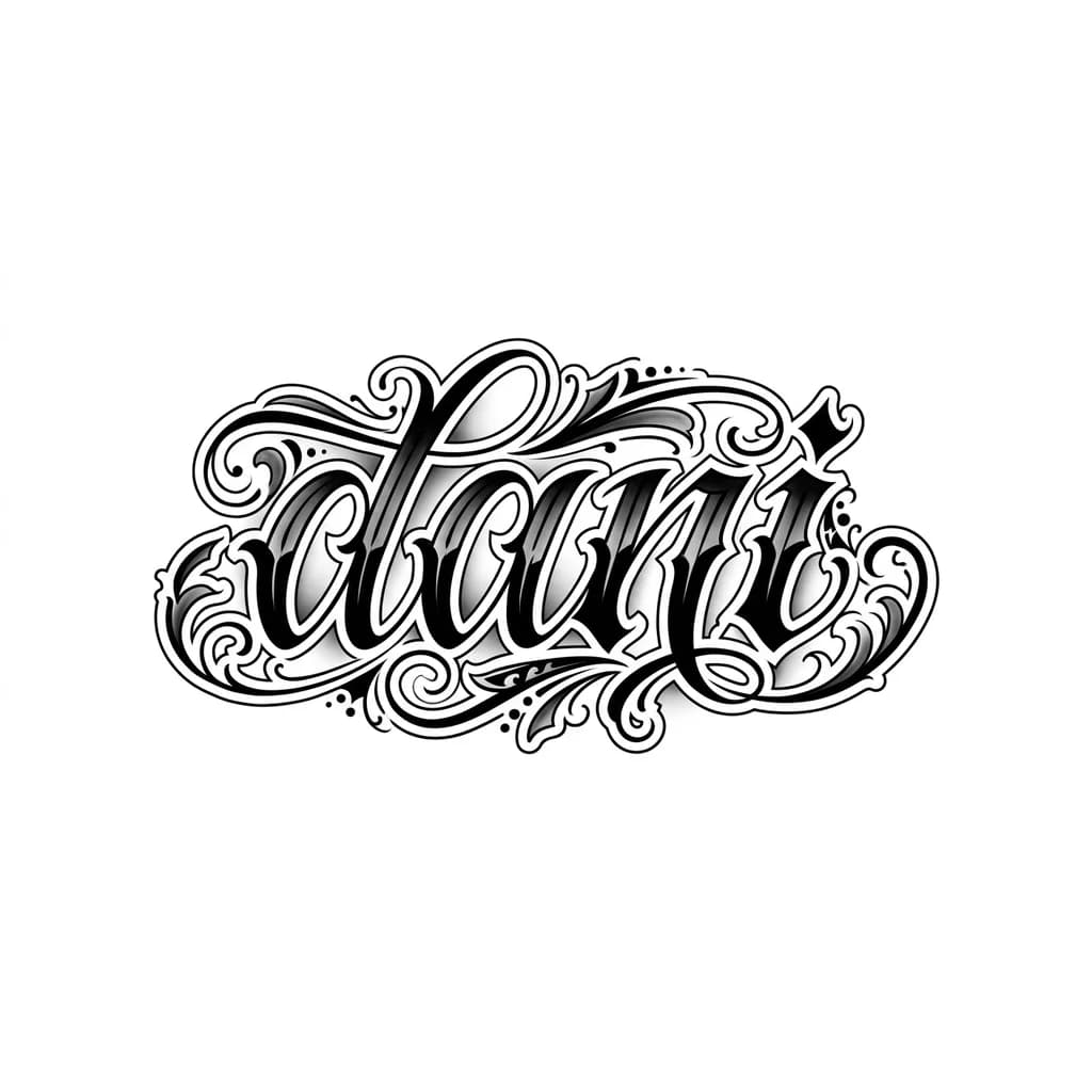 Тату эскиз: tatu con lettering fino y grande 
