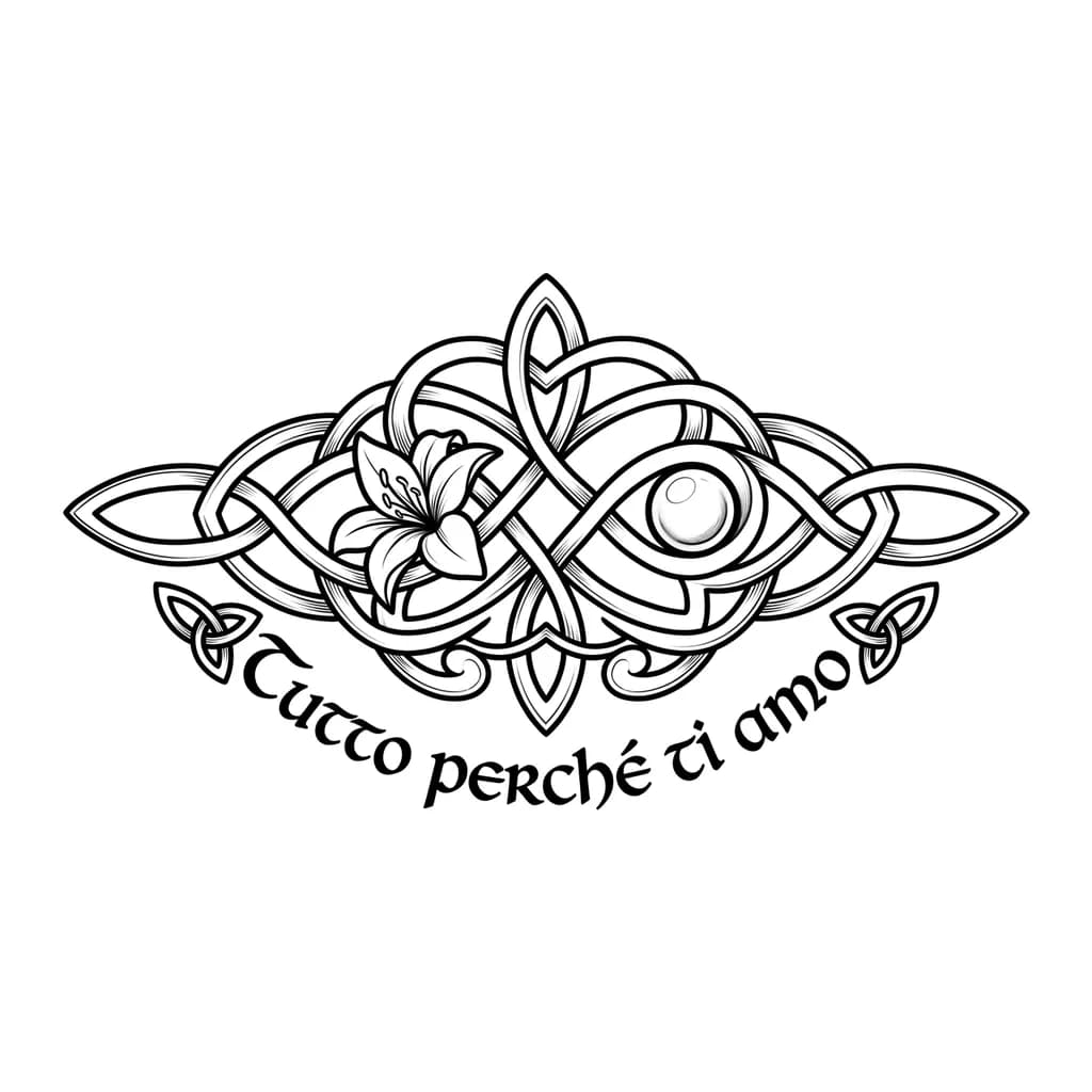 Тату эскиз: Tatuagem para casal com frase e que tenha representado lirio e pérola