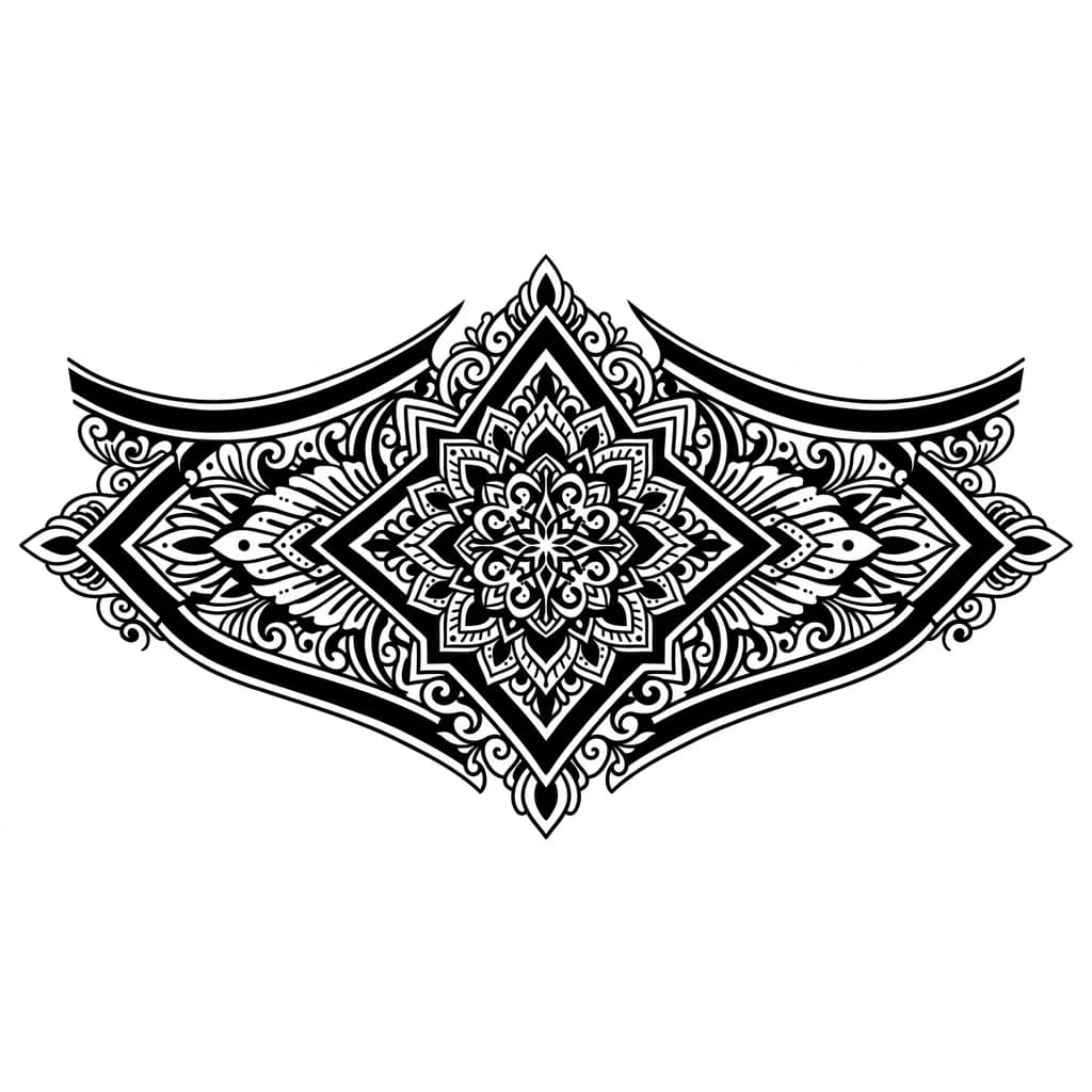 Тату эскиз: blastover blackwork abdomen y costillas