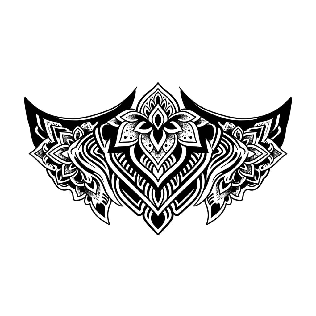 Тату эскиз: blastover blackwork abdomen y costillas