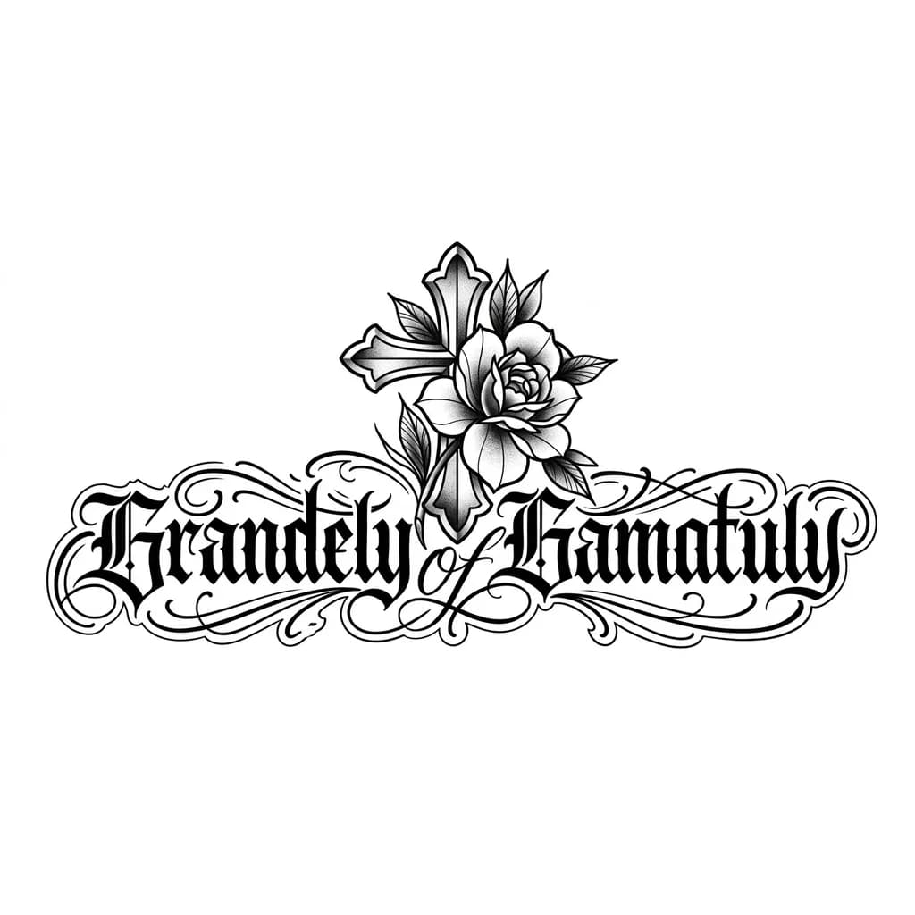 Тату эскиз: Un tatuaje para el antebrazo, que ponga cruz y flor, son los nombres de mis abuelos, que se unan mediante algo o que de alguna manera estén conectados