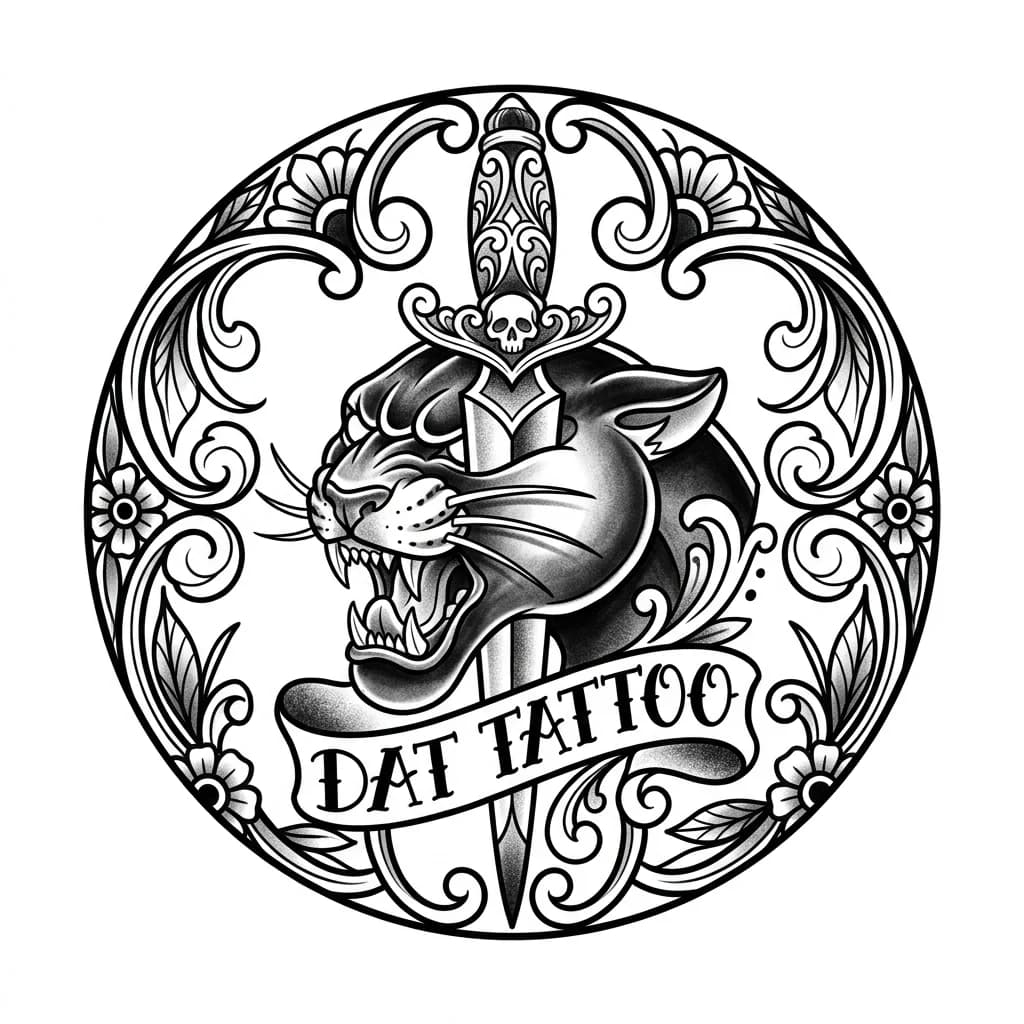 Тату эскиз: Mi nombre es Malco Calvete, me creé un perfil de Instagram que se llama Dat Tattoo y mi idea es enfocarme en neotradicional y black neo. Quiero un log circular para Instagram para mi página