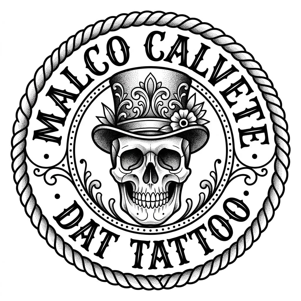 Тату эскиз: Mi nombre es Malco Calvete, me creé un perfil de Instagram que se llama Dat Tattoo y mi idea es enfocarme en neotradicional y black neo. Quiero un log circular para Instagram para mi página. Que se vea el nombre