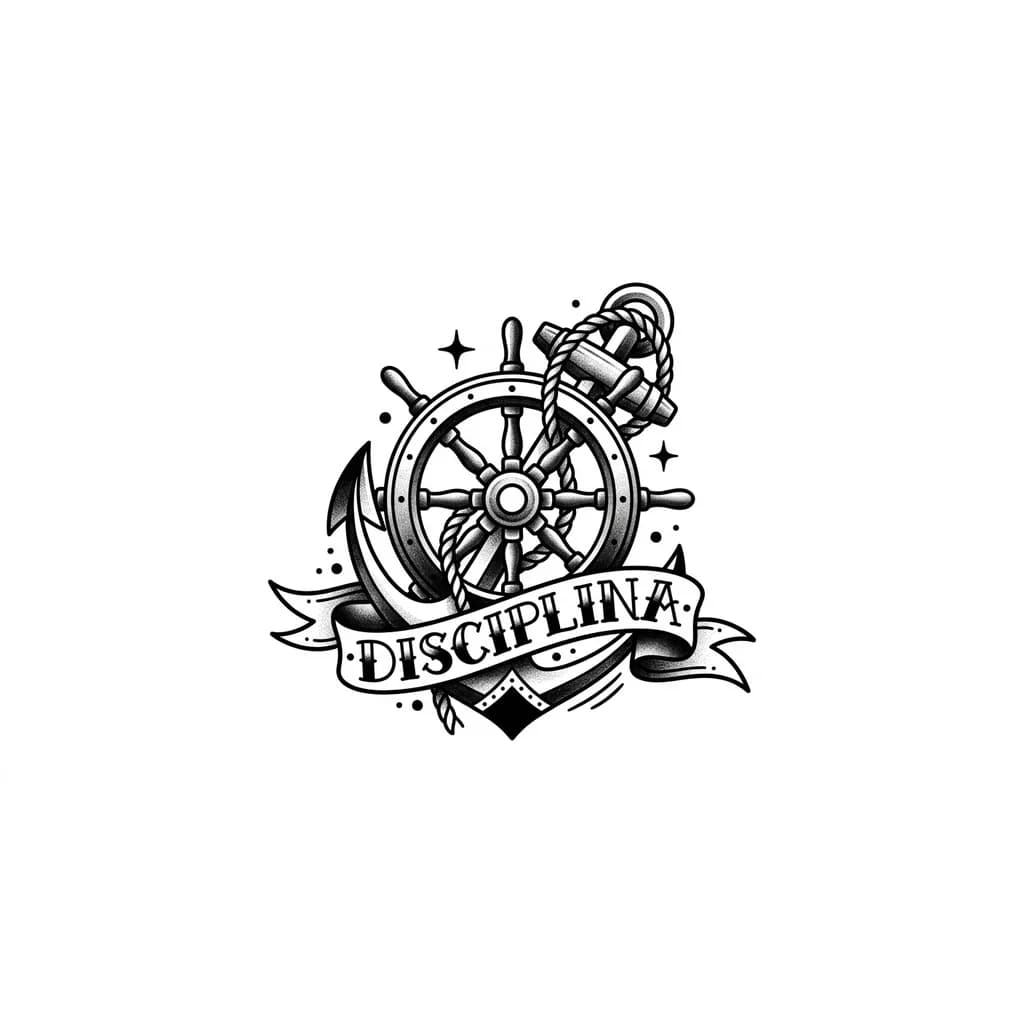 Тату эскиз: haceme un tatuaje mediano que diga disciplina