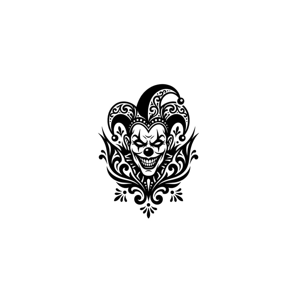 Тату эскиз: Quero uma tatuagem para nunca do palhaço art de terrifer, saindo da pele e sorrindo 