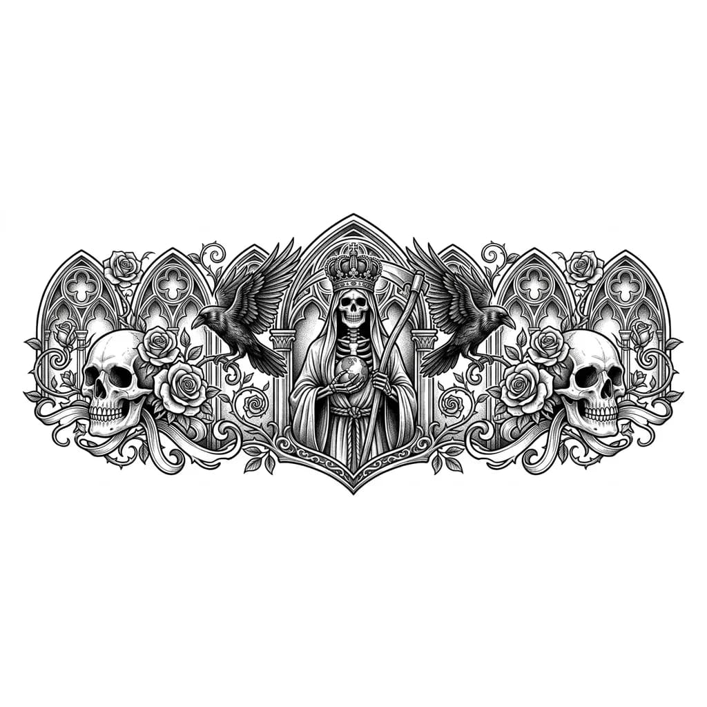 Тату эскиз: Santa muerte imponente 