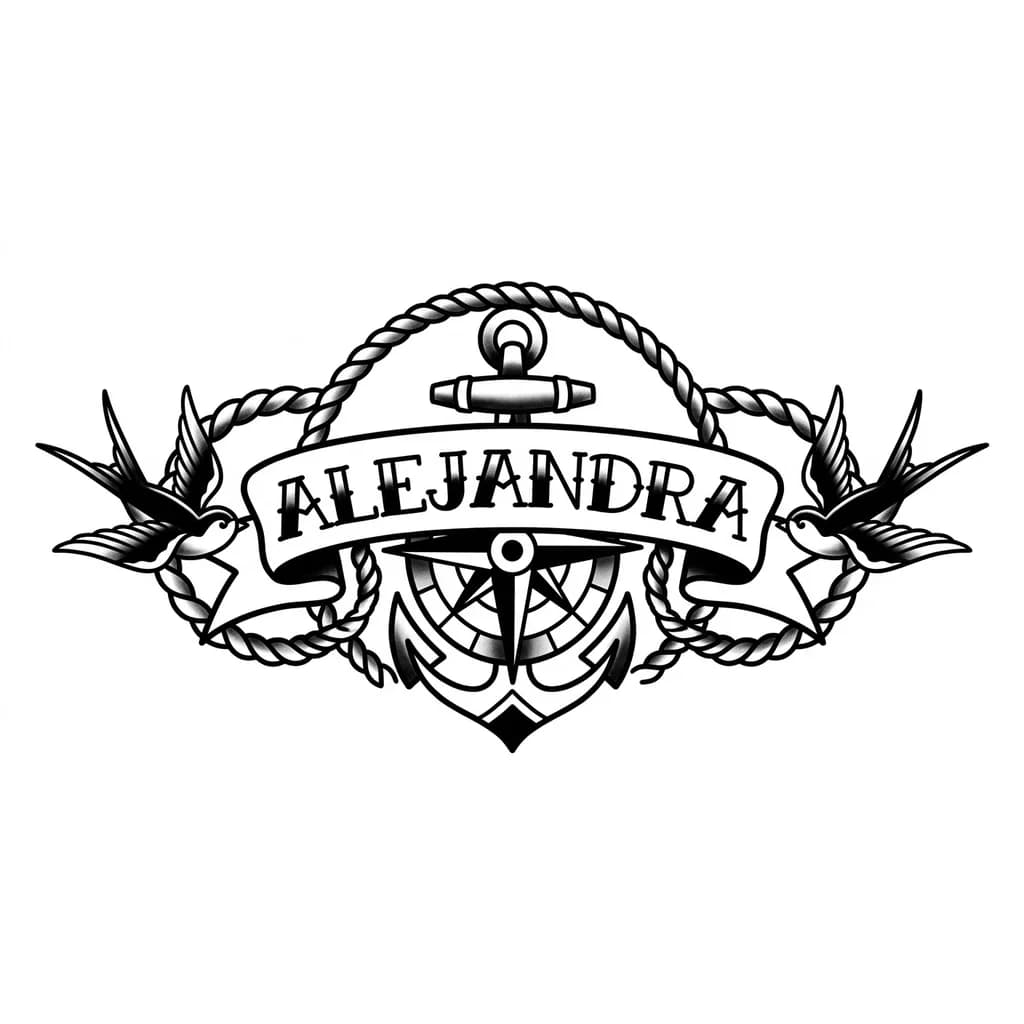 Тату эскиз: el nombre “Alejandra”
