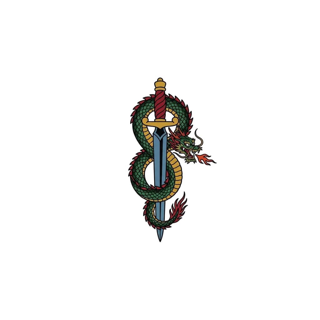 Тату эскиз: It’s a back tattoo and it’s a big cool looking sword with a dragon wrapped around it