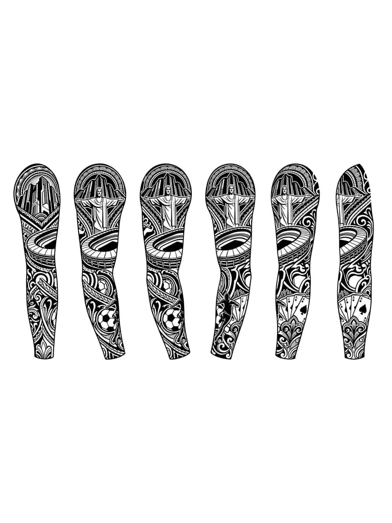 Тату эскиз: Tengo ganas de hacerme un tatuaje de toda la manga con elementos signficativos de mi ciudad cali (el estadio, cristo rey, los farallones), algo sobre casino (unas cartas por ejemplo) y algo con el futbol