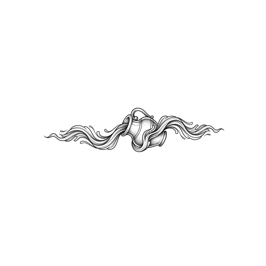 Тату эскиз: Aquarius tattoo without people. The tattoo is used as a cover for an existing tattoo.