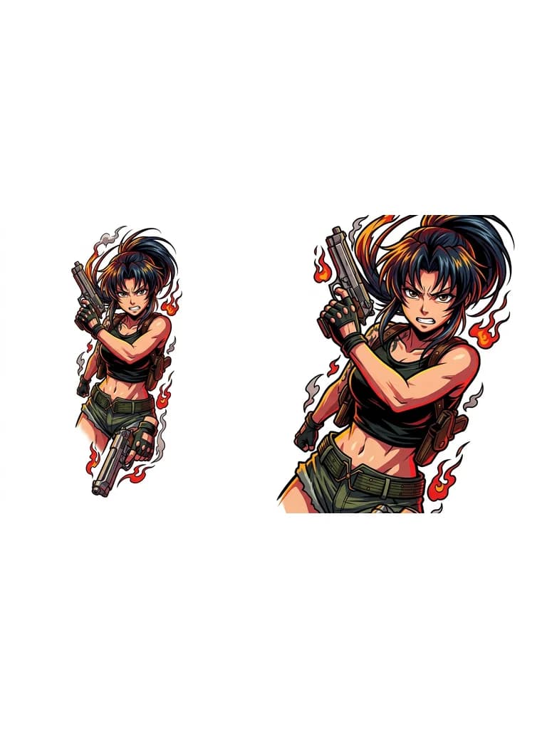 Тату эскиз: Revy de black lagoon. Minimalista