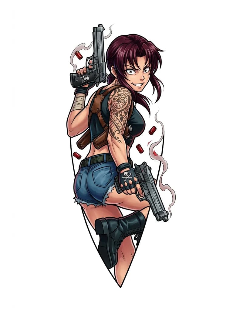 Тату эскиз: Revy de black lagoon
