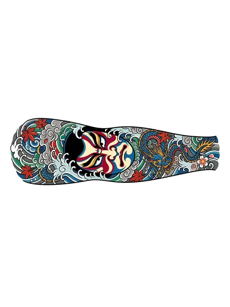Тату эскиз: kabuki tattoo mask for my forearm