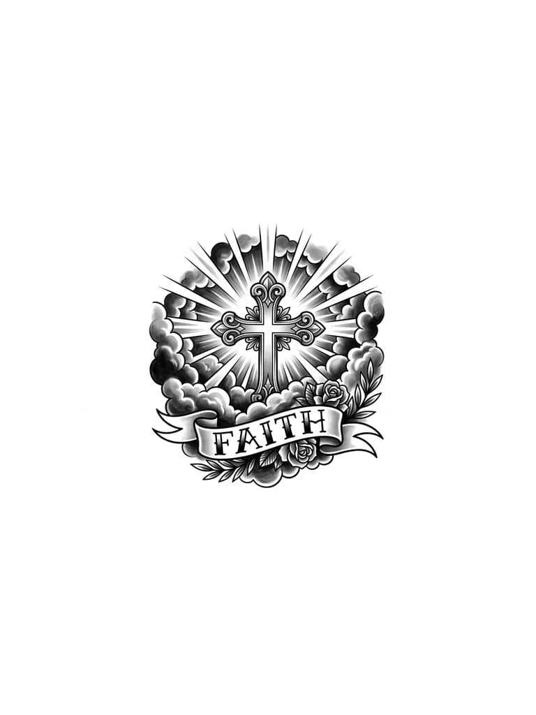 Тату эскиз: Clouds and Christian type and budget 100 euro