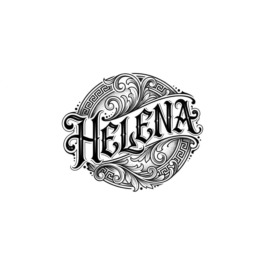 Тату эскиз: Nome Helena em grafia estilo Grécia antiga