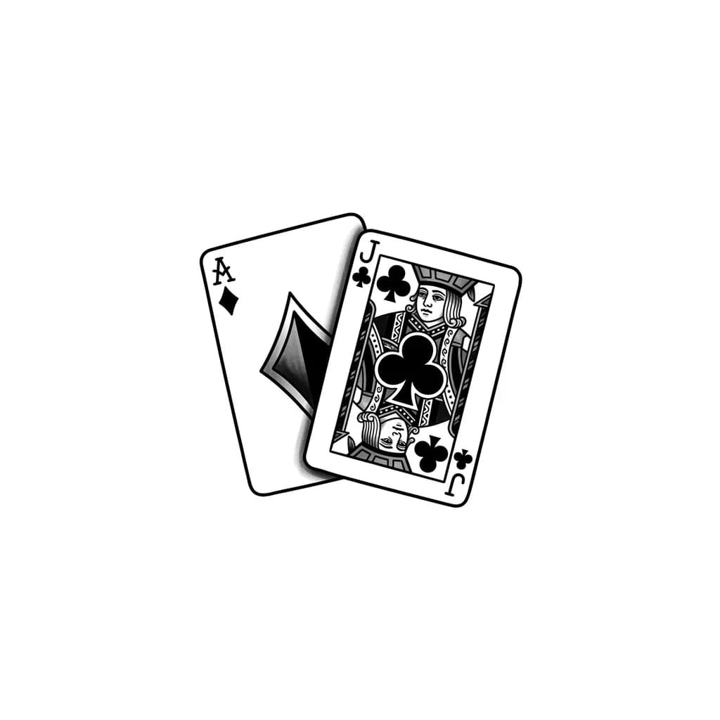 Тату эскиз: two french card the diamond ace and the clubs jack  