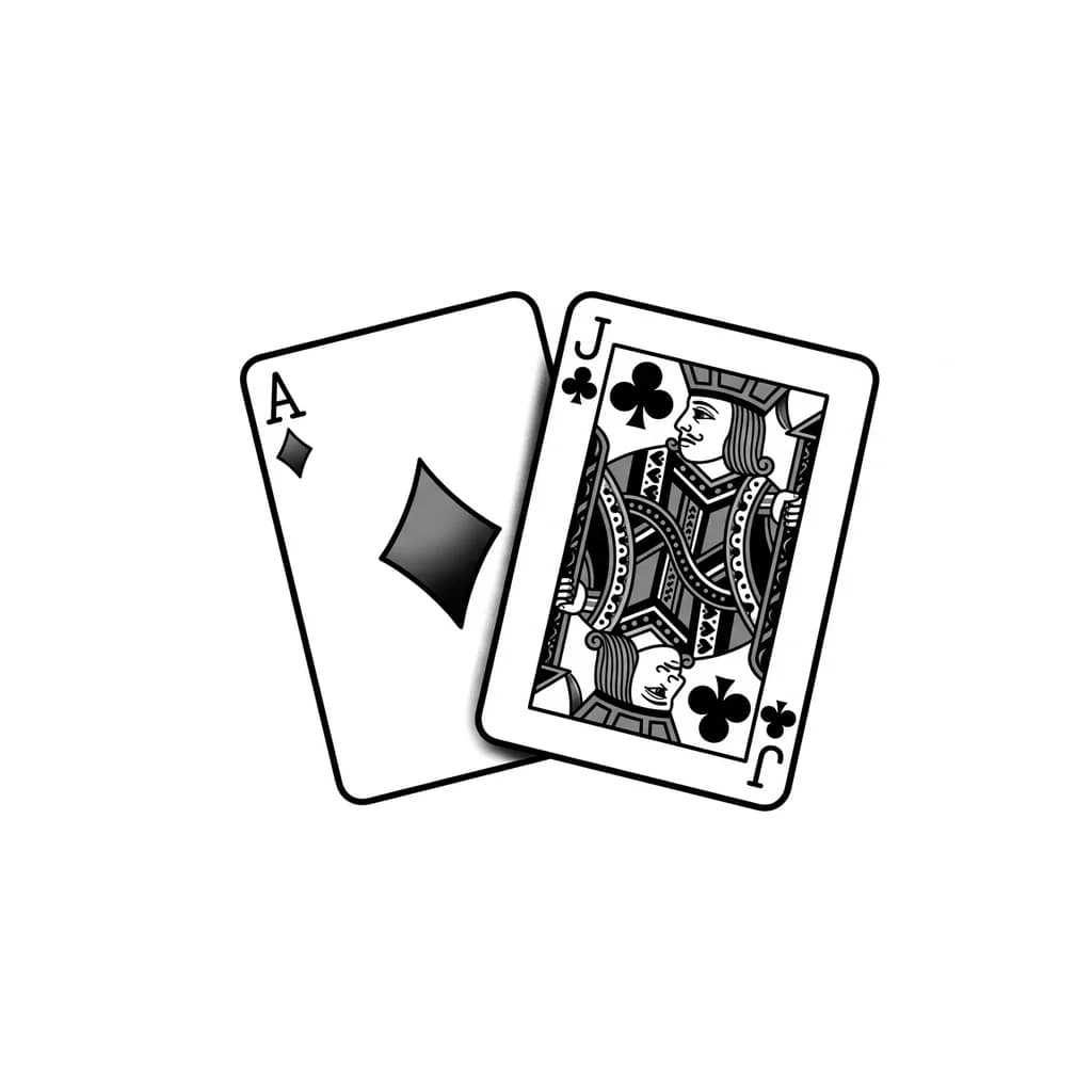 Тату эскиз: two french card the diamond ace and the clubs jack  