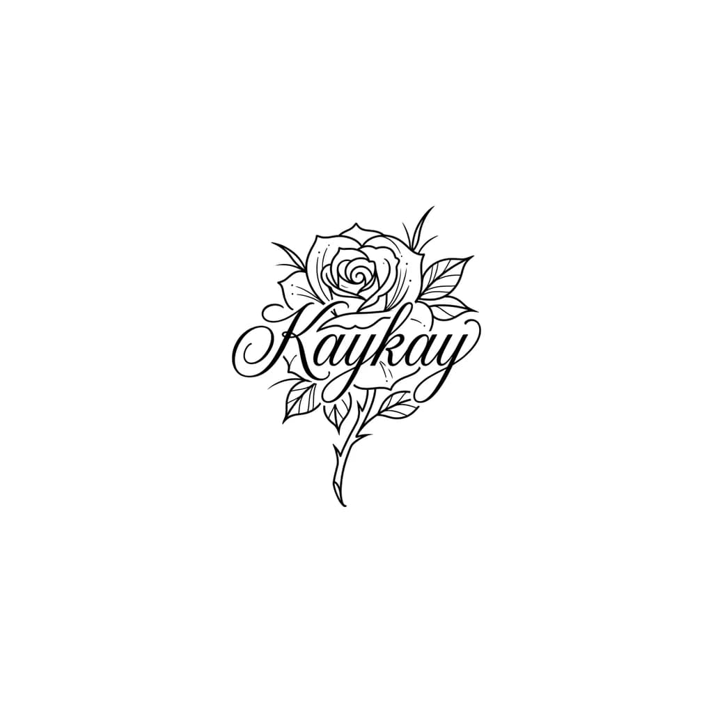 Тату эскиз: Kaykay tattoo written into a rose 