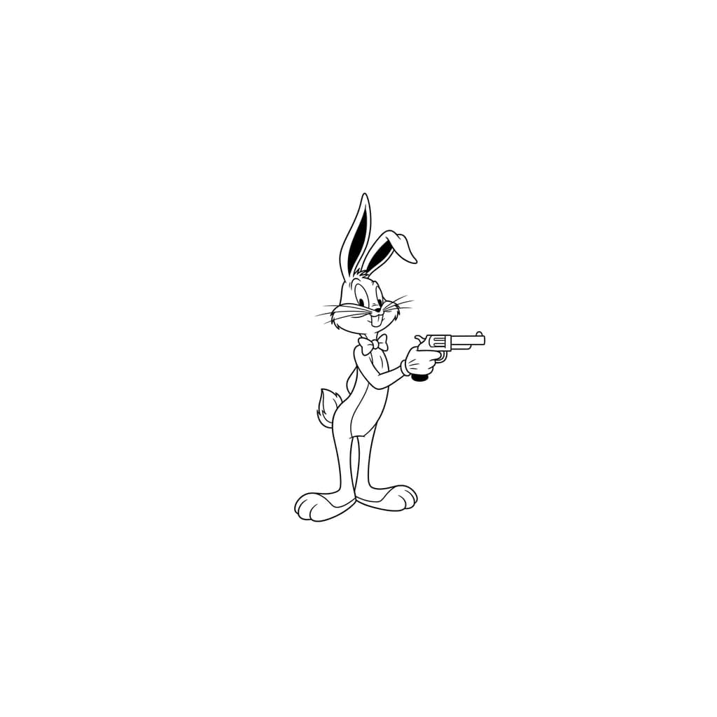 Тату эскиз: Bugs Bunny con un arma en la mano 