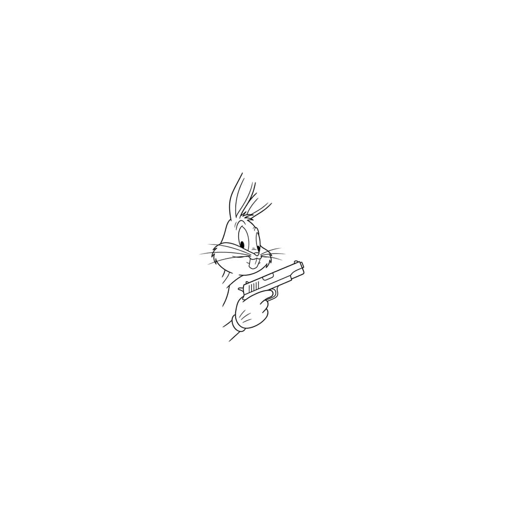 Тату эскиз: Bugs Bunny con un arma en la mano pero q bugs no se vea completo 