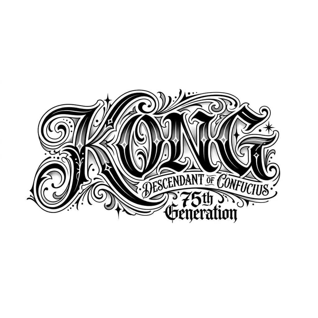Тату эскиз: The word is “Kong” it means the descendant of Confucius. I’m the 75 th 