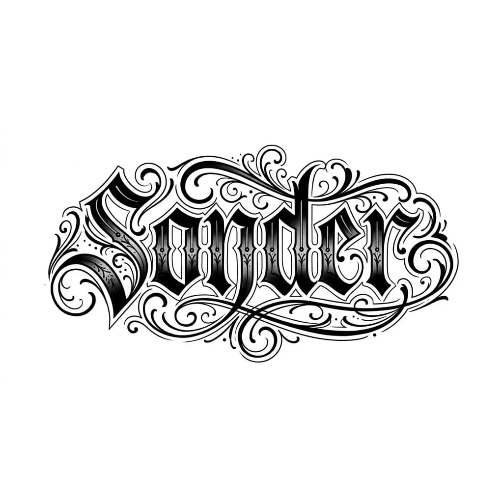 Тату эскиз: The word “sonder ”