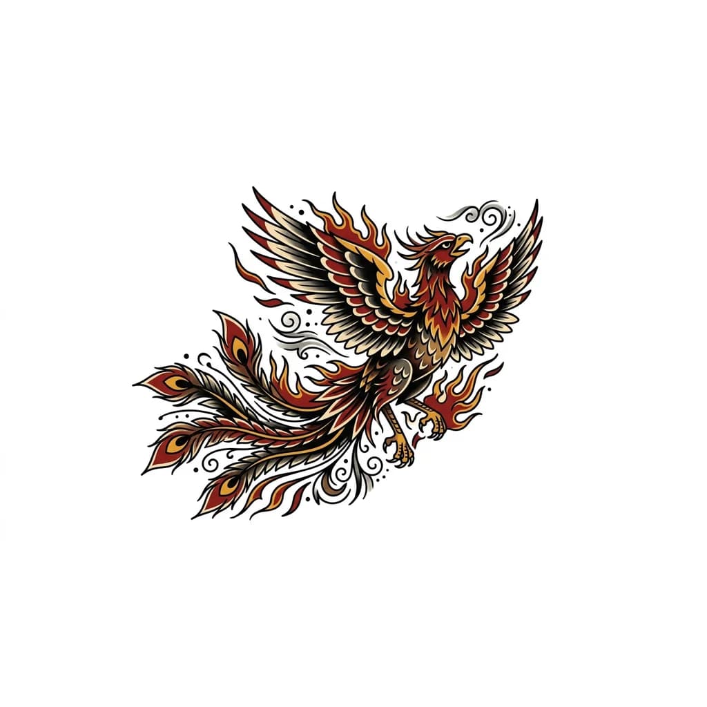 Тату эскиз:  custom phoenix leg tattoo concept based on your style feminine, detailed, fine-line or Japanese