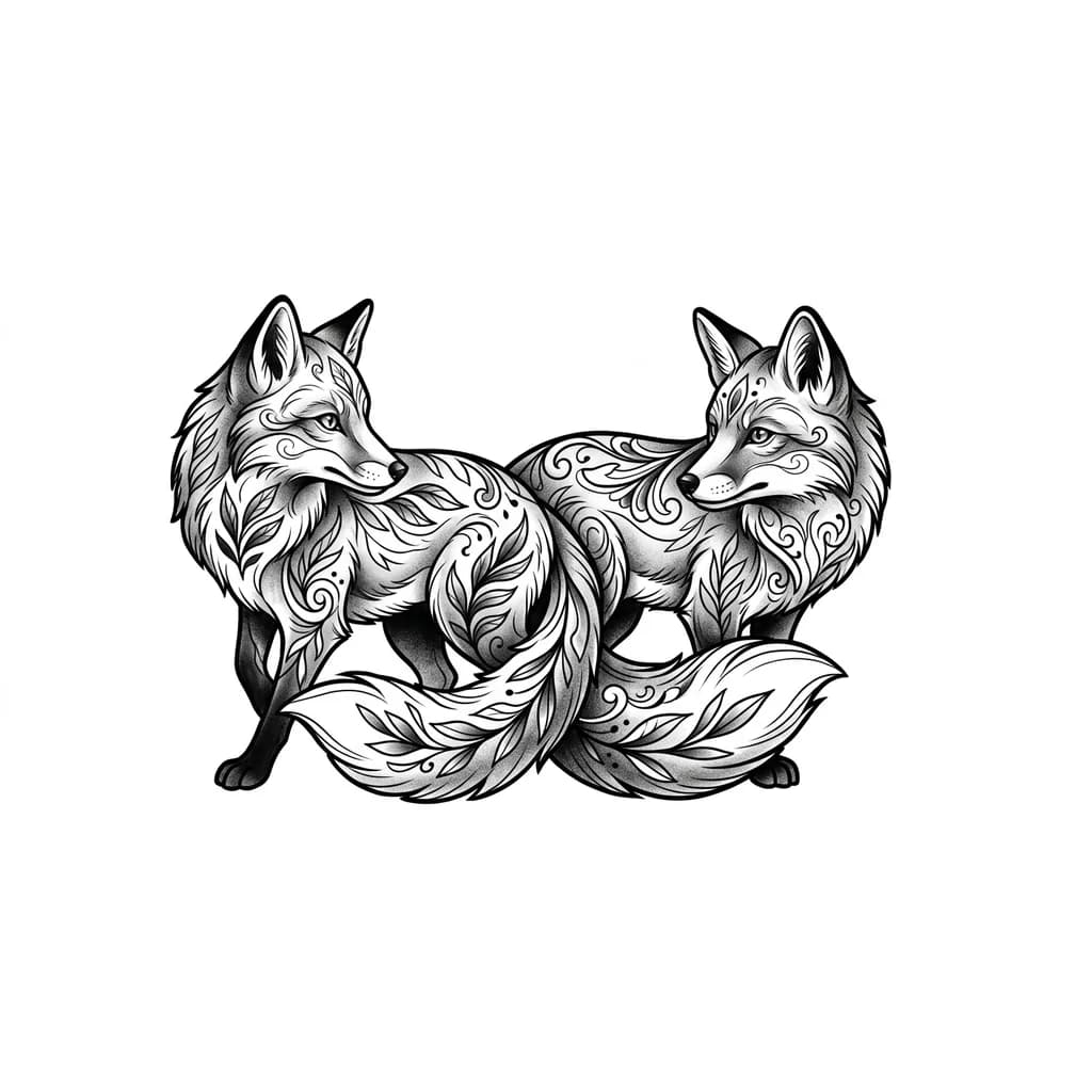 Тату эскиз: 2 fox

