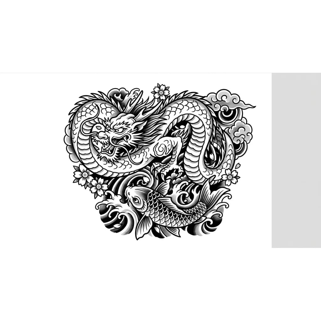 Koi Fish Tattoo тату эскиз