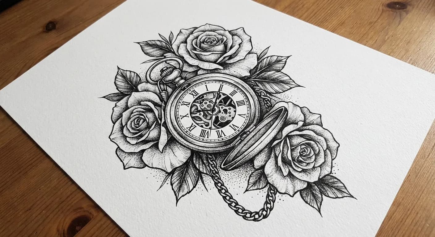 Watch with roses