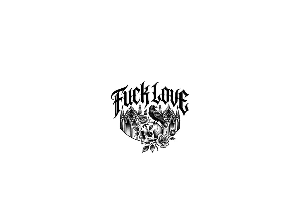 Тату эскиз: Me quiero hacer en el cuello por la parte derecha un tatuaje que diga "Fuck Love" con la letra de Barderos y agregar algo q se vea bien para no solo escribir