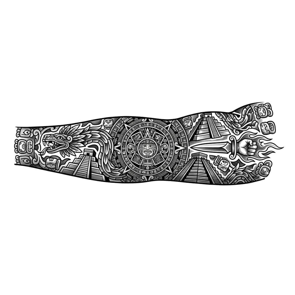 Тату эскиз: yo tengo dos tatuajes en el hombro derevho uno es una daga y el otro una manito con fuegos, quiero un tatiaje donde pueda incluirlos y que se vea mejor en ea zona del hombro y antebrazo