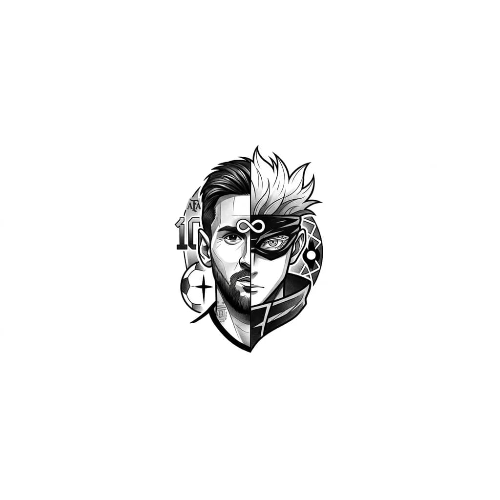 Messi and gojo Minimalist tattoo