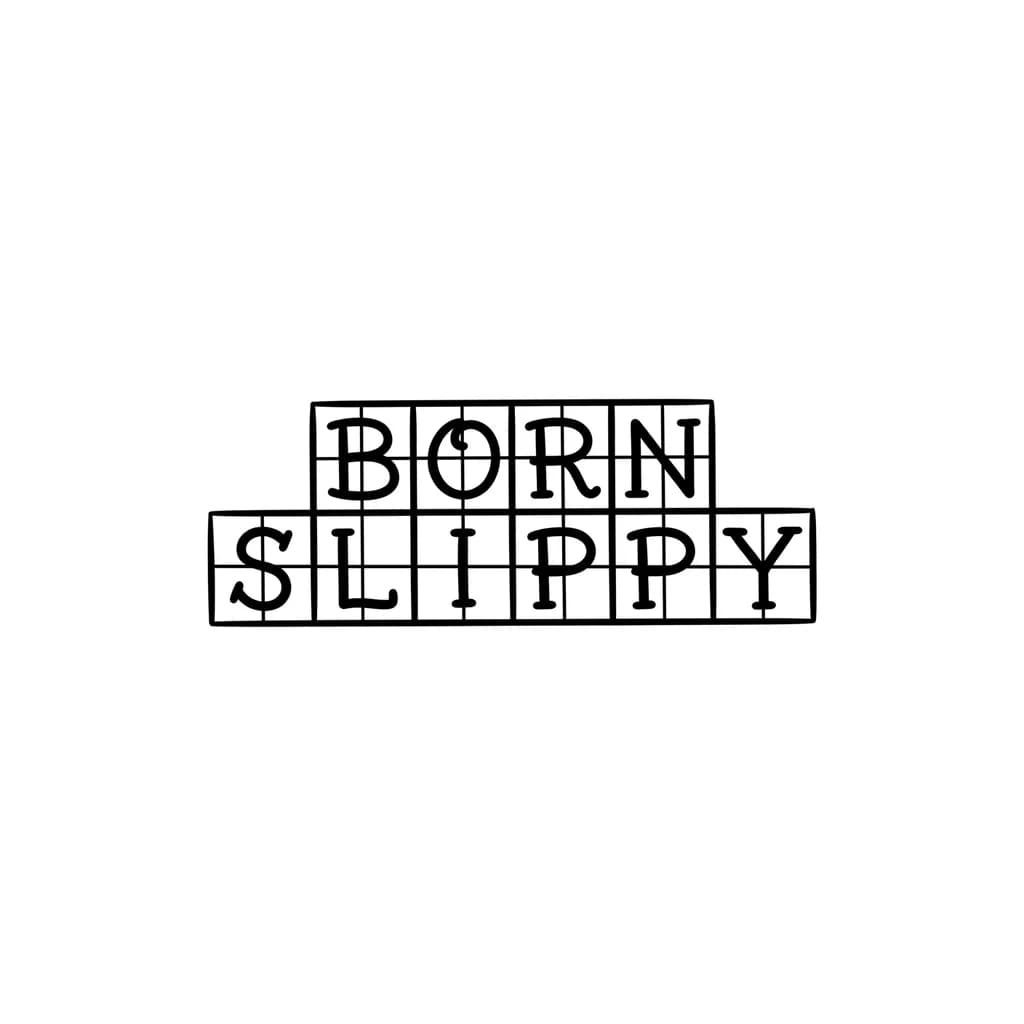 Crear letras en cuadrículas de periódico antiguo con la frase born slippy
