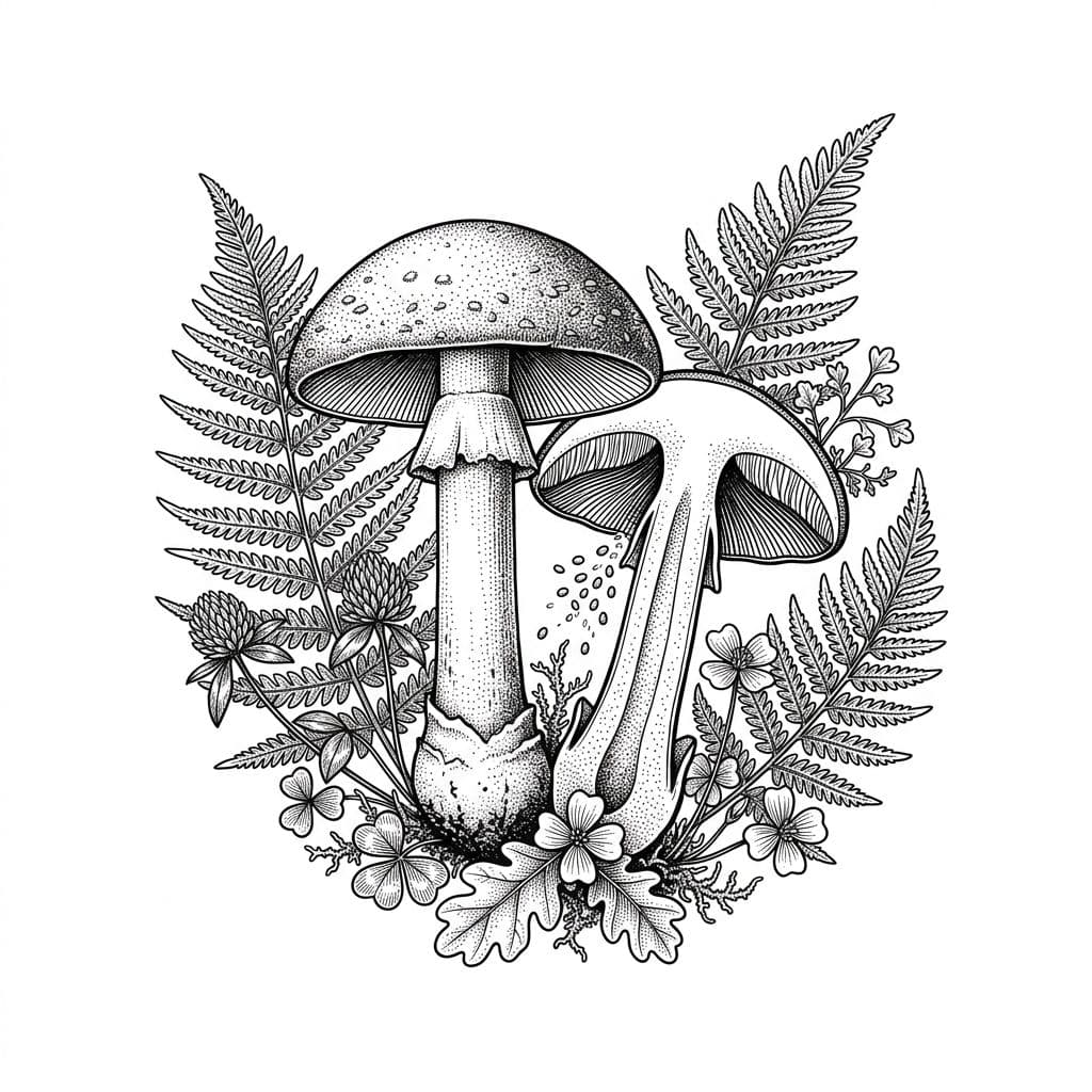Botanical tattoo style